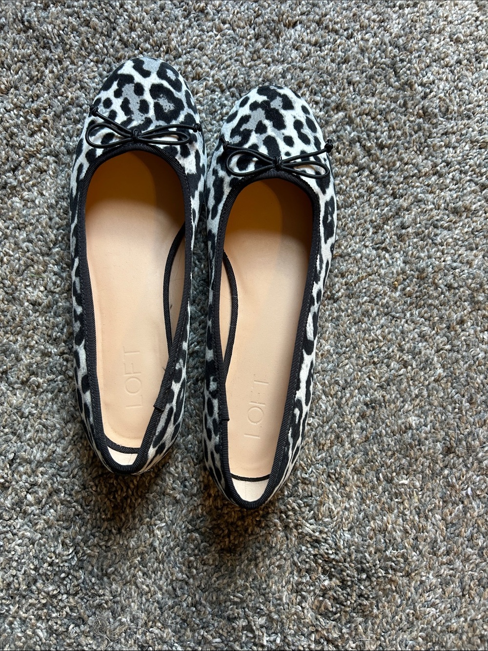 LOFT Black and White Leopard Print Ballet Flats